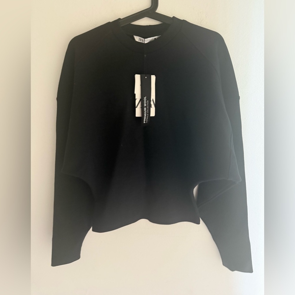 ZARA Wool Oversized Sweater • Size XS • Black NWT Pristine